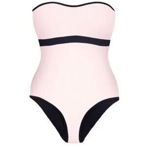 Heidi klein bb bandeau reversible pink black one piece swimsuit luxury size M